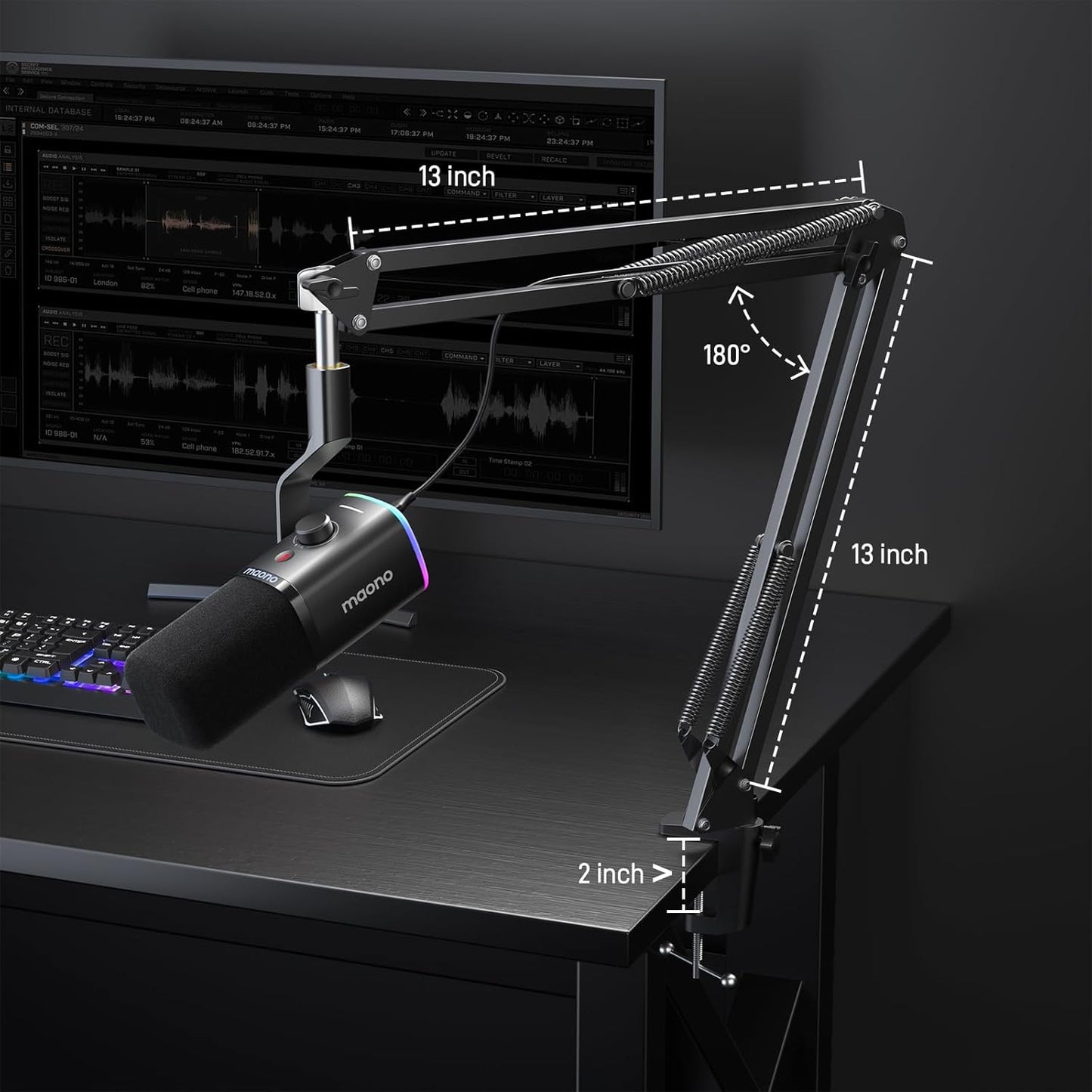 MAONO USB XLR DYNAMIC MIC PD100X BOOM ARM BUNDLE