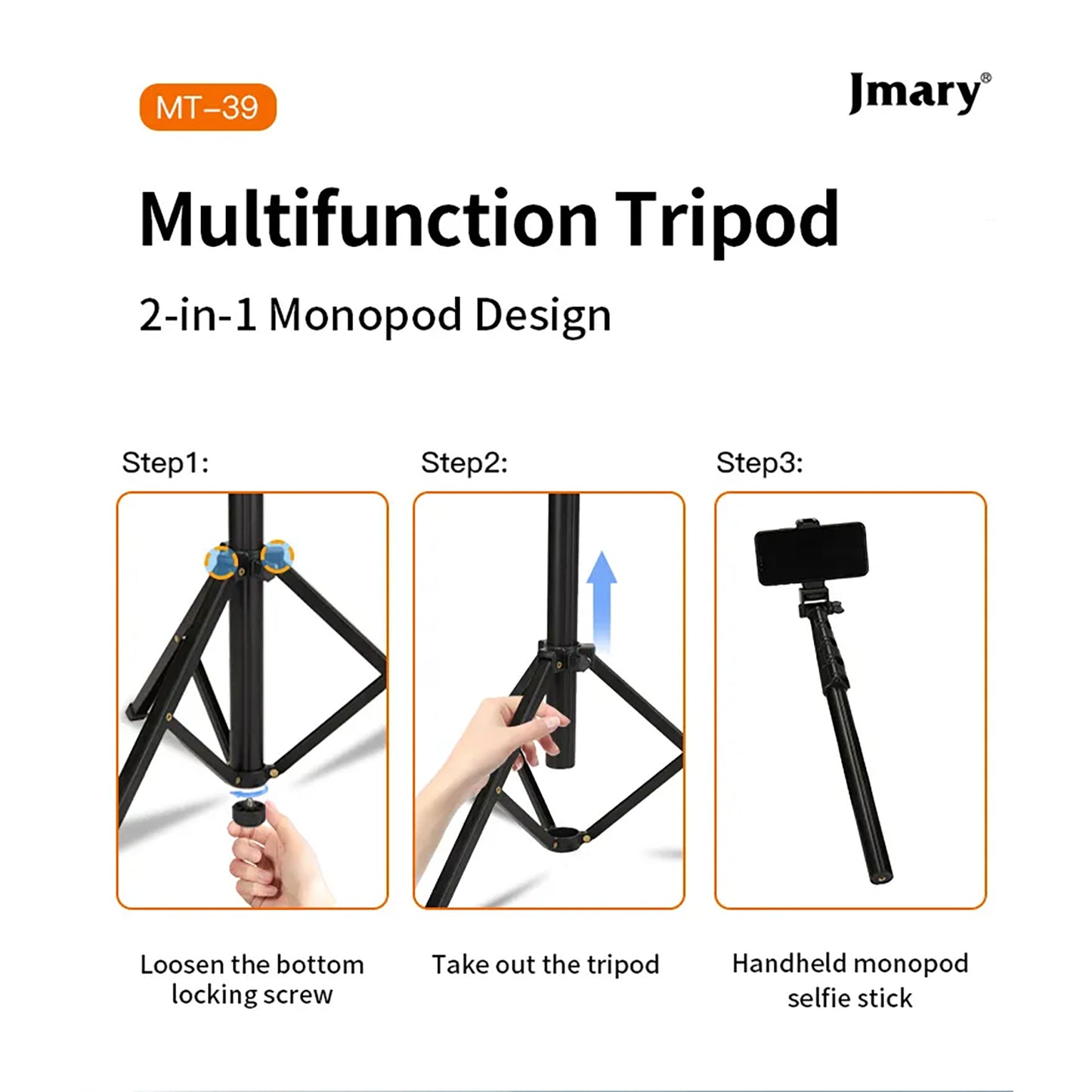 Jmary MT-39 Portable Tripod & Selfie Stick