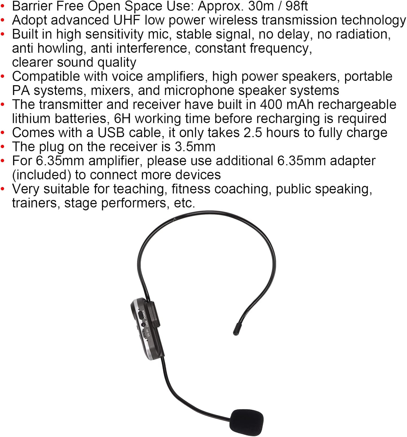 UHF WIRELESS HEADSET MICROPHONE