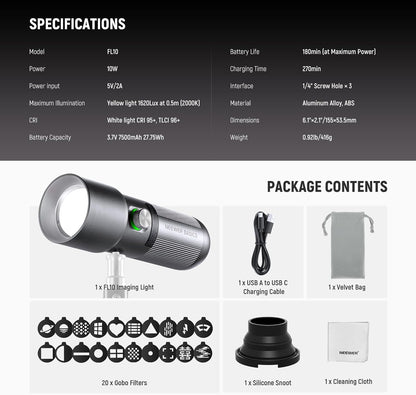 NEEWER Fl10 Portable Photography Flashlight
