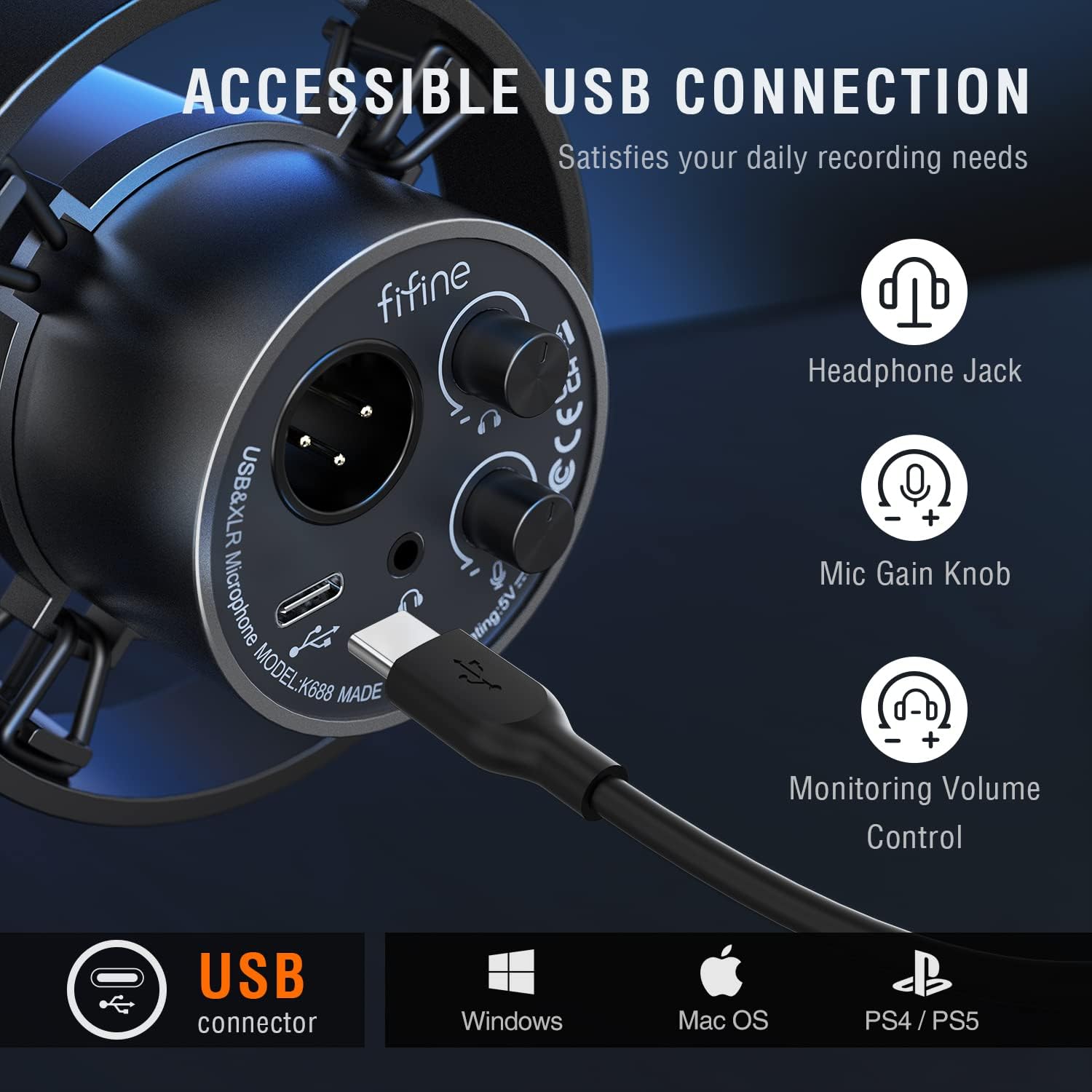 FIFINE K688 USB XLR DYNAMIC MIC