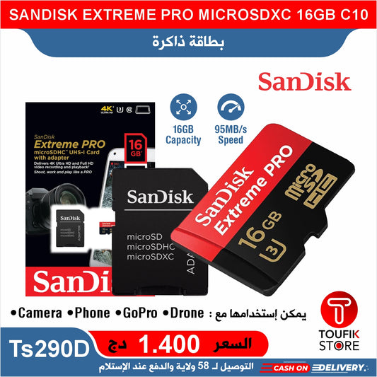 SANDISK EXTREME PRO MICROSDXC 16GB C10